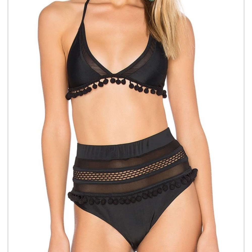 NWT High waisted mesh black bikini bottoms only M